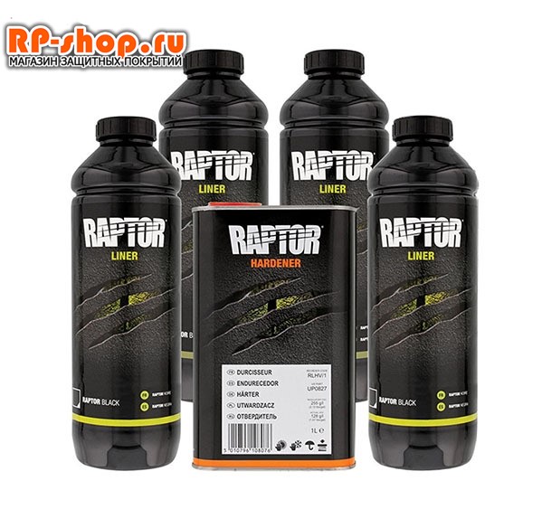 Покрытие RAPTOR U-POL комплект 4 литра цвет черный 1829 - фото 6154